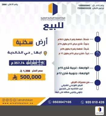 أرض للبيع في شارع السلطان العقيلي, حي الخالدية, مدينة ابها, منطقة عسير
