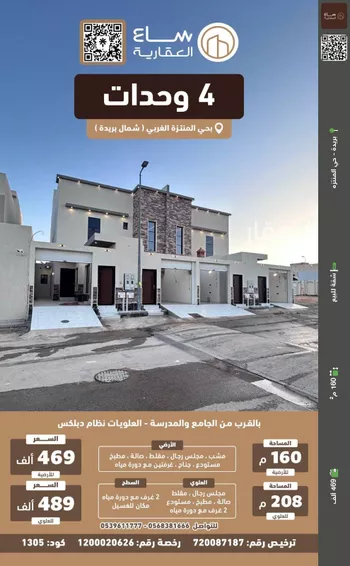 شقة للبيع في شارع الحكم بن ابي العاص الثقفي, حي المنتزة الغربي, مدينة بريده, منطقة القصيم