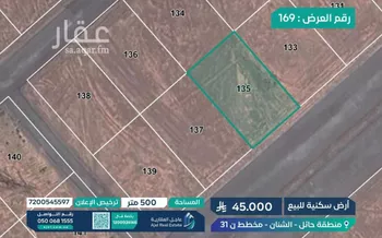 أرض للبيع في شارع شارع , حي السلام, مدينة الشنان, منطقة حائل صورة 2