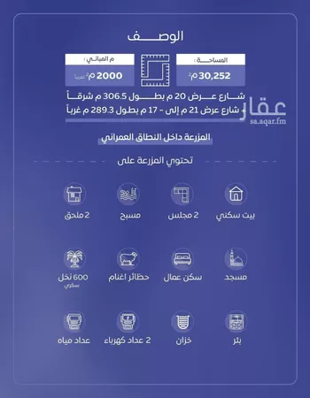 مزرعة للبيع في شارع عام, حي القدس, مدينة رياض الخبراء, منطقة القصيم صورة 2
