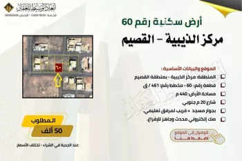 أرض للبيع في مدينة الذيبيه, منطقة القصيم