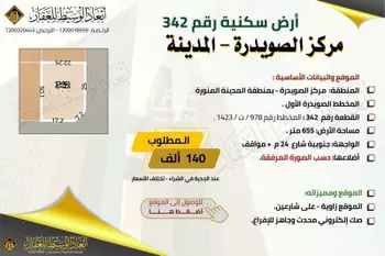 أرض للبيع في حي الصويدرة, مدينة المدينه المنوره, منطقة المدينة المنورة صورة 5