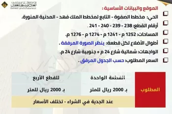 أرض للبيع في شارع ام ثابت بنت قيس, حي الملك فهد, مدينة المدينه المنوره, منطقة المدينة المنورة صورة 4