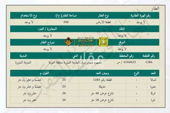 أرض للبيع في شارع شارع غير مسمى, حي أبو سدر, مدينة المدينه المنوره, منطقة المدينة المنورة صورة 3
