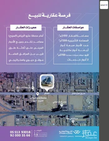 عمارة للبيع في شارع العليا, حي المروج, مدينة الرياض, منطقة الرياض صورة 2
