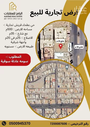 أرض للبيع في شارع نصر الكناني, حي بطحاء قريش, مدينة مكه المكرمه, منطقة مكة المكرمة