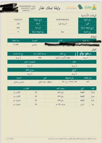 أرض للبيع في شارع وادى بن هشبل 525 ، حي الرشداء ، الرشداء ، خميس مشيط