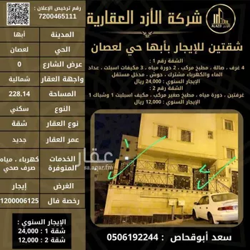 شقة للإيجار في شارع عبدالرحمن محمد الاحمري, حي البديع, مدينة ابها, منطقة عسير صورة 2
