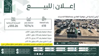 أرض للبيع في شارع الحسين بن عبد العزيز, حي أحد1, مدينة الاحساء, المنطقة الشرقية