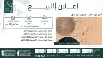 أرض للبيع في حي تخاييل, مدينة تخاييل, منطقة حائل