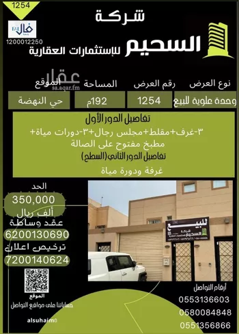 دور للبيع في شارع خير الدين الرملي ، حي النهضة ، بريدة ، بريدة صورة 2
