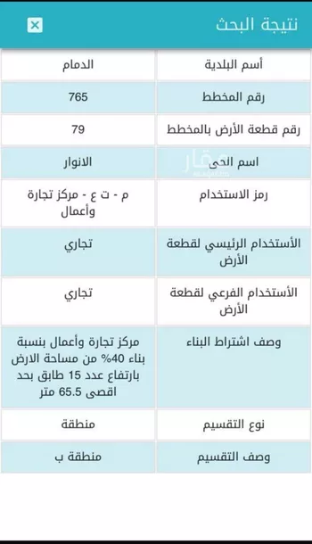 أرض للبيع في شارع الفضل بن اسماعيل, حي الأنوار, مدينة الدمام, المنطقة الشرقية