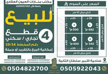 أرض للبيع في شارع حرب السلمي, حي ضاحية الامير سلطان الجنوبية, مدينة العيون, المنطقة الشرقية