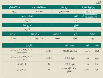 أرض للبيع في شارع المفرق وكمب الطرق 2099, حي الليوان, مدينة بريده, منطقة القصيم