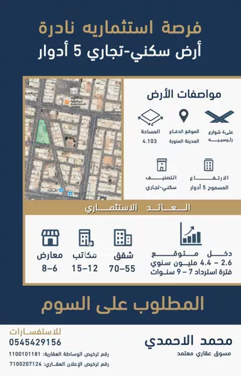 أرض للبيع في حي الدفاع, مدينة المدينه المنوره, منطقة المدينة المنورة