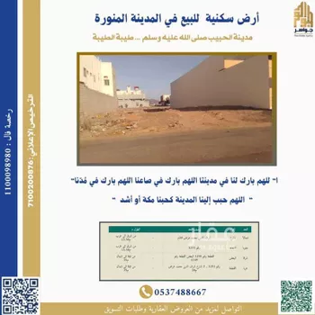 أرض للبيع في شارع شرف الدين محمد بن عبدالمؤمن, حي وادي البطان, مدينة المدينه المنوره, منطقة المدينة المنورة