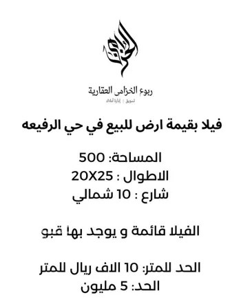 أرض للبيع في شارع محمد بن سابق الأموي, حي الرفيعة, مدينة الرياض, منطقة الرياض صورة 2