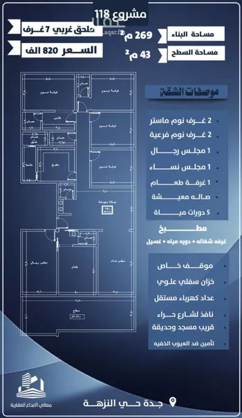 شقة للبيع في شارع احمد الرقيمي, حي النزهة, مدينة جدة, منطقة مكة المكرمة