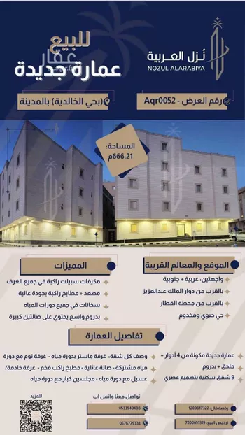 عمارة للبيع في شارع ابو المعالي الفارسي, حي الخالدية, مدينة المدينه المنوره, منطقة المدينة المنورة
