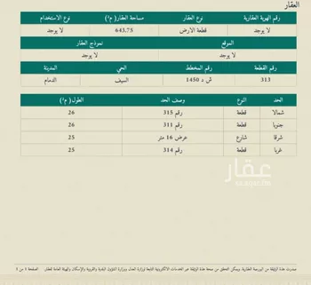 أرض للبيع في شارع 84 السيف, حي السيف, مدينة الدمام, المنطقة الشرقية