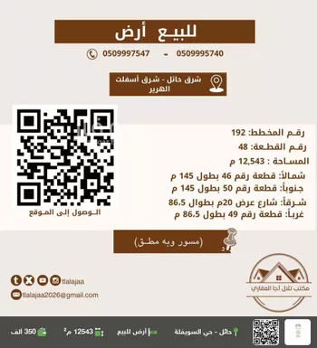 أرض للبيع في شارع القدسيه, مدينة الشعفه, منطقة حائل