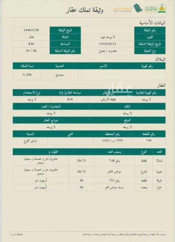 أرض للبيع في حي مخطط وادي  الفرع, مدينة وادي  الفرع, منطقة المدينة المنورة صورة 5