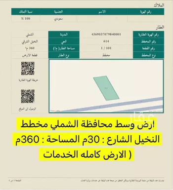 أرض للبيع في شارع 16123573, حي النخيل الشرقي, مدينة الشملى, منطقة حائل صورة 2