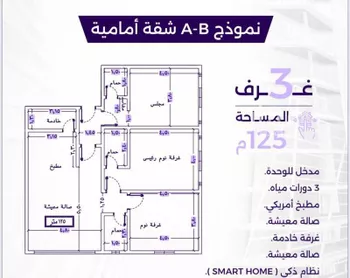 شقة للبيع في شارع ابو رهم الغفاري, حي الزهراء, مدينة جدة, منطقة مكة المكرمة صورة 3