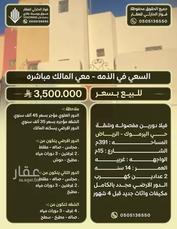 فيلا للبيع في شارع أحمد الواعظ, حي اليرموك, مدينة الرياض, منطقة الرياض