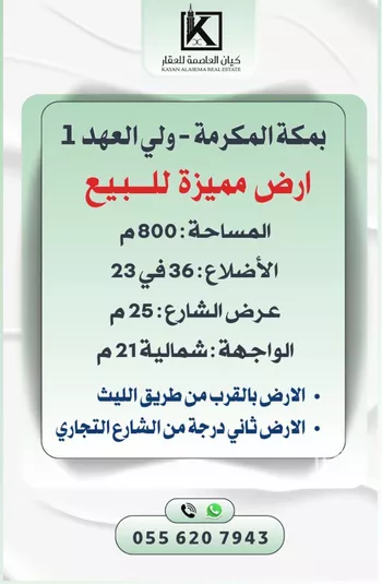أرض للبيع في شارع الصفيحه, حي الشامية الجديد, مدينة مكه المكرمه, منطقة مكة المكرمة