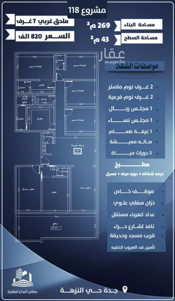 شقة للبيع في شارع احمد الرقيمي, حي النزهة, مدينة جدة, منطقة مكة المكرمة