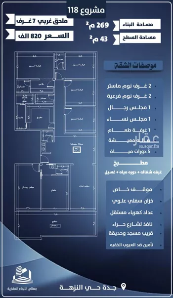 شقة للبيع في شارع احمد الرقيمي, حي النزهة, مدينة جدة, منطقة مكة المكرمة صورة 2