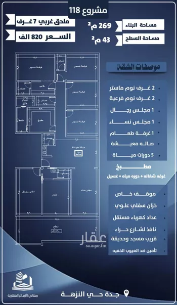 شقة للبيع في شارع احمد الرقيمي, حي النزهة, مدينة جدة, منطقة مكة المكرمة صورة 4