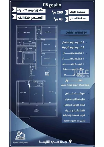شقة للبيع في شارع احمد الرقيمي, حي النزهة, مدينة جدة, منطقة مكة المكرمة صورة 4