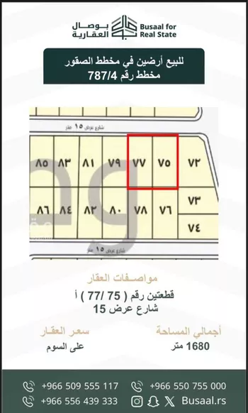 أرض للبيع في شارع ابو اسحاق المقدسي, حي الصقور, مدينة الاحساء, المنطقة الشرقية