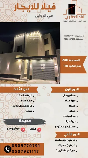 فيلا للإيجار في شارع الروابي 31, حي الروابي, مدينة بريده, منطقة القصيم