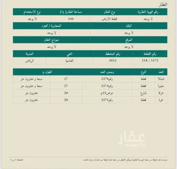 أرض للبيع في شارع كحيلة, حي الغنامية, مدينة الرياض, منطقة الرياض صورة 2