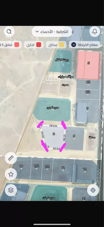 أرض للبيع في حي محاسن ارامكو الرابع, مدينة الاحساء, المنطقة الشرقية