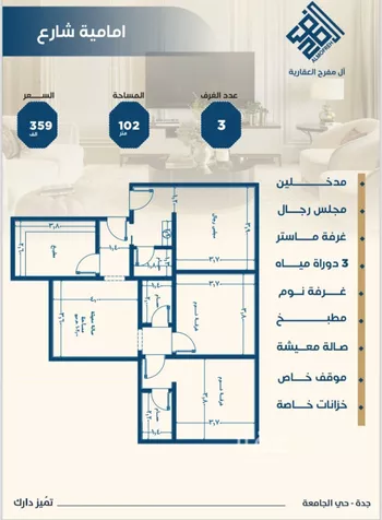 شقة للبيع في شارع ابن الشرف , حي الجامعة, مدينة جدة, منطقة مكة المكرمة صورة 3