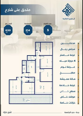 شقة للبيع في شارع عج بن حاج, حي الروابي, مدينة جدة, منطقة مكة المكرمة صورة 2