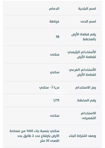 أرض للبيع في حي غرناطة, مدينة الدمام, المنطقة الشرقية صورة 5