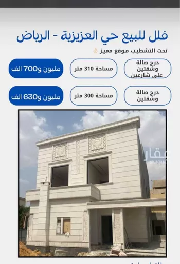 فيلا للبيع في شارع علي بن وهب, حي العزيزية, مدينة الرياض, منطقة الرياض صورة 4