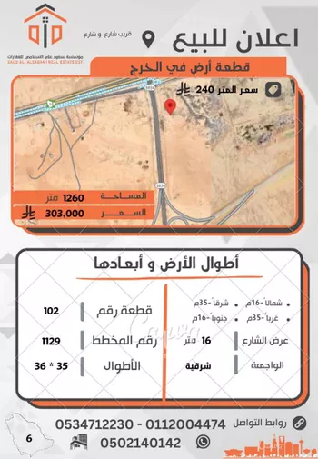أرض للبيع في شارع عبد المحسن النقار, حي الشهداء, مدينة الخرج, منطقة الرياض