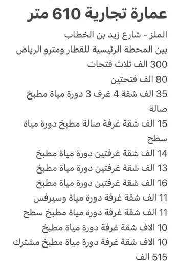 عمارة للبيع في شارع زيد بن الخطاب, حي الملز, مدينة الرياض, منطقة الرياض صورة 2
