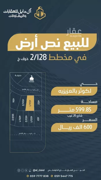 أرض للبيع في شارع ابو سعد بن النفيس, حي الكوثر, مدينة الخبر, المنطقة الشرقية