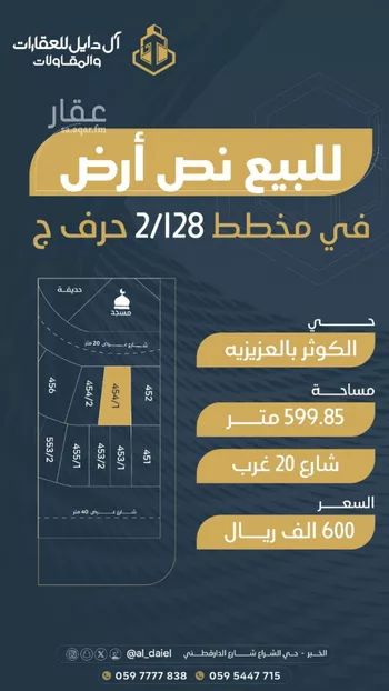 أرض للبيع في شارع ابو سعد بن النفيس, حي الكوثر, مدينة الخبر, المنطقة الشرقية صورة 3