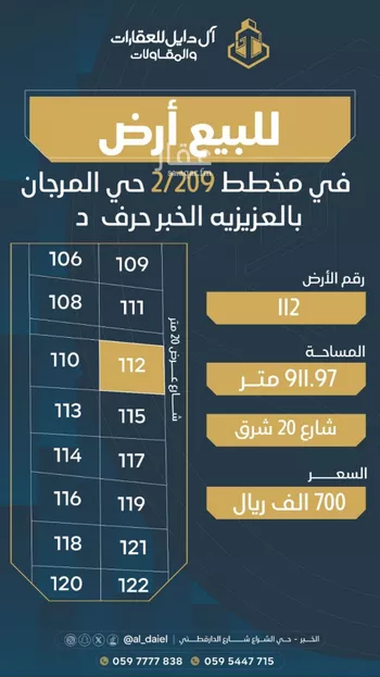 أرض للبيع في حي المرجان, مدينة الخبر, المنطقة الشرقية صورة 4