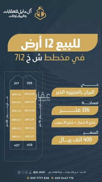 أرض للبيع في حي اللؤلؤ, مدينة الخبر, المنطقة الشرقية صورة 3