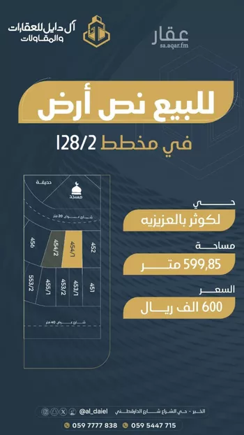 أرض للبيع في شارع ابو سعد بن النفيس, حي الكوثر, مدينة الخبر, المنطقة الشرقية صورة 2