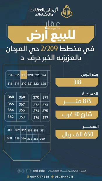 أرض للبيع في شارع ابو عبدالله السلمي, حي المرجان, مدينة الخبر, المنطقة الشرقية صورة 4